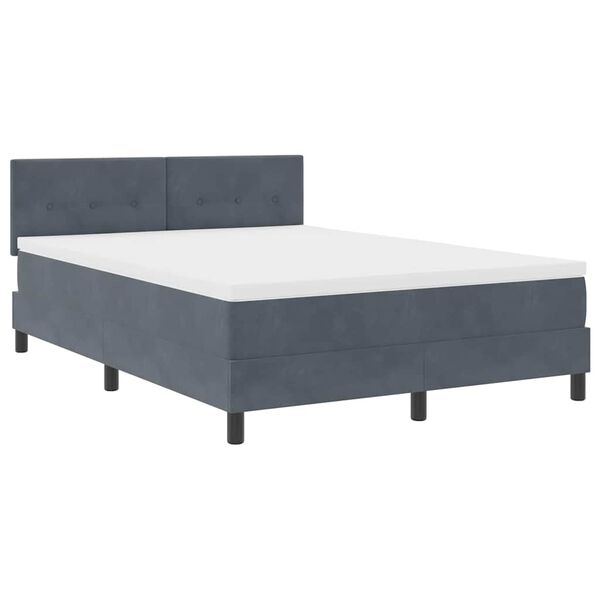 vidaXL Letto a molle con materasso Grigio scuro 140 x 200 cm Velluto