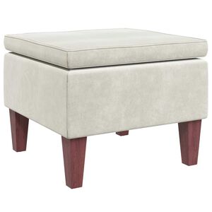 vidaXL Poggiapiedi con Gambe in Legno Crema in Velluto