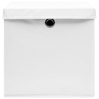 vidaXL Contenitori con Coperchi 10 pz 28x28x28 cm Bianco