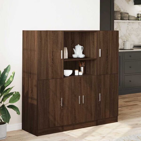 vidaXL Set di Mobili da Cucina 3 pz Rovere Marrone in Truciolato