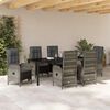 vidaXL Set da Pranzo per Giardino con cuscino 7 pcs Grigio polyrattan