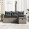 vidaXL Set Divano da Giardino con cuscino 4 pcs Grigio Poly Rattan