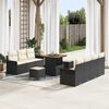 vidaXL Set Divano da Giardino 10 pcs Nero e Crema 80 x 80 x 71 cm
