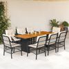 vidaXL Set da Pranzo da Giardino 9 pz con Cuscini Nero in Polyrattan