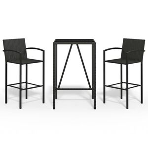vidaXL Set Bar da Giardino 3 pz Nero in Polyrattan