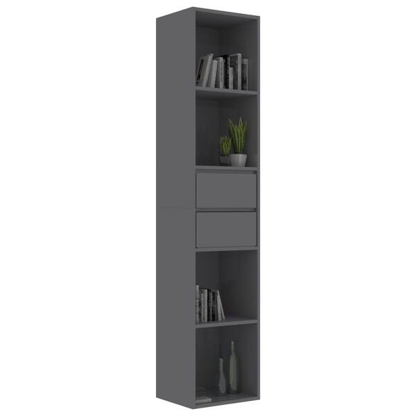 vidaXL Libreria Grigio Lucido 36x30x171 cm in Legno Multistrato