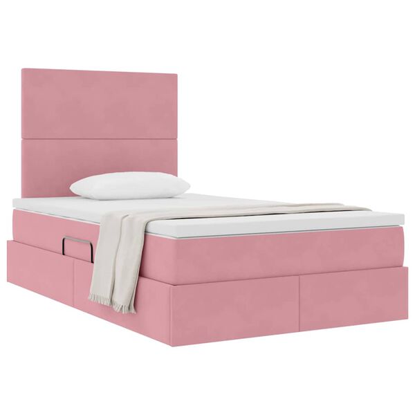 vidaXL Letto con contenitore e materasso Rosa 120 x 200 cm Velluto