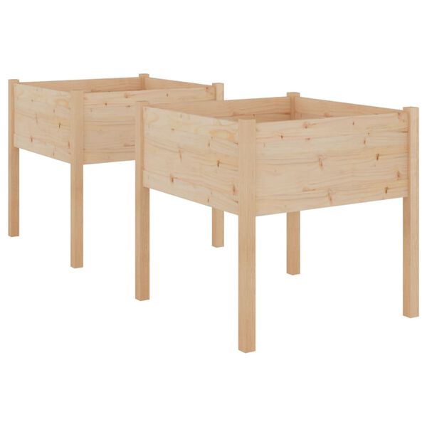 vidaXL Fioriere da Giardino 2 pz 70x70x70 cm Legno Massello di Pino