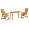 vidaXL Set da Pranzo per Giardino 3 pz Marrone