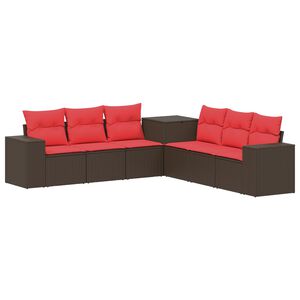 vidaXL Set di divani 7 pz Marrone e Rosso Rattan sintetico e Acciaio