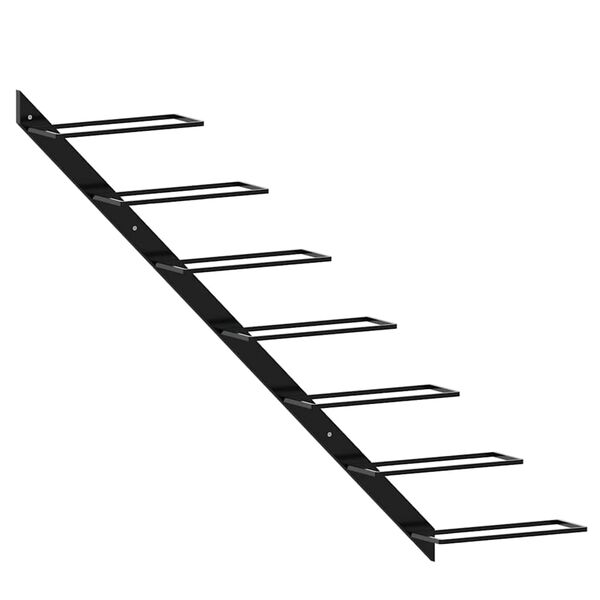 vidaXL Portavini da Parete per 7 Bottiglie Nero in Metallo