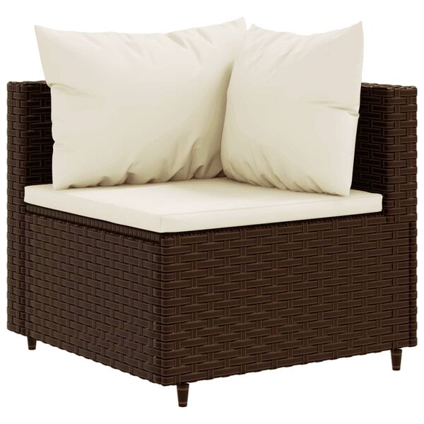 vidaXL Set Divani da Giardino 10pz con Cuscini in Polyrattan Marrone