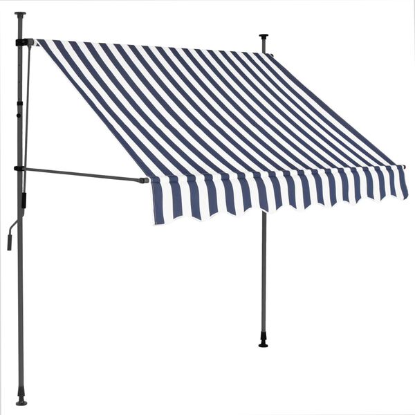vidaXL Tenda da Sole Retrattile Manuale con LED 100 cm Blu e Bianca