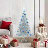 vidaXL Albero di Natale con 150 LED con supporto Argento 120 cm PET