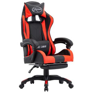 vidaXL Sedia da Gaming con Poggiapiedi Rossa e Nera in Similpelle