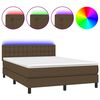 vidaXL Letto a Molle Materasso e LED Marrone Scuro 140x200 cm Tessuto