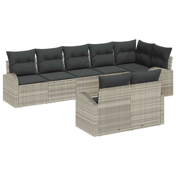 vidaXL Set Divano da Giardino Grigio chiaro 55 x 55 x 37 cm polyrattan