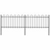 vidaXL Recinzione da Giardino con Parte Superiore ad Anello in Acciaio 337x100 cm Nera