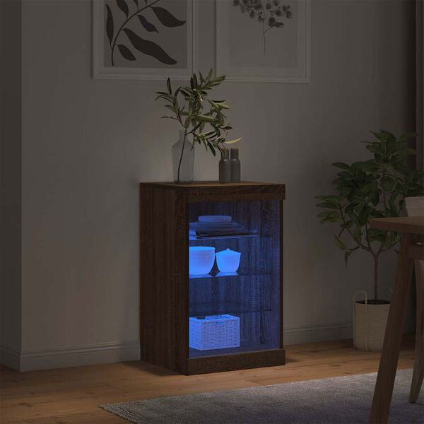 vidaXL Credenza con Luci LED Rovere Marrone 41x37x67 cm