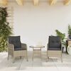 vidaXL Sedie da Giardino con Cuscini 2 pz Grigio Chiaro in Polyrattan