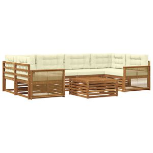 vidaXL Set di divani da esterno 7 pz Naturale e Crema