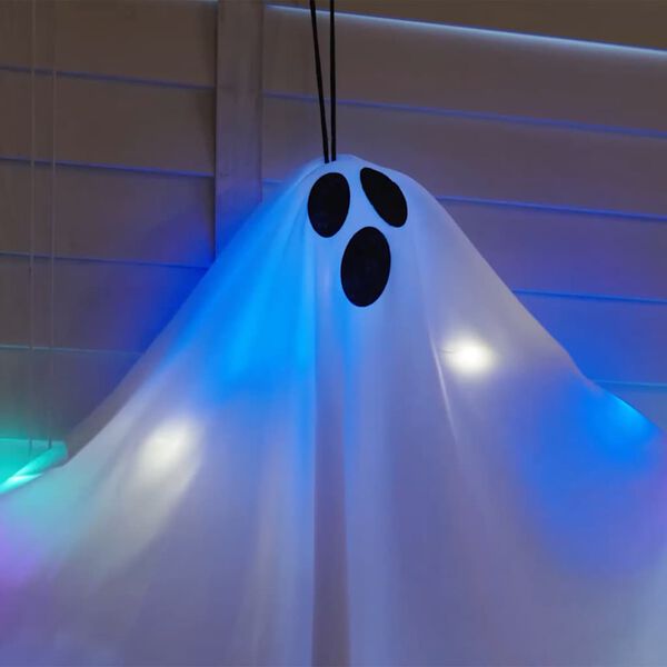 vidaXL Fantasma appeso di Halloween con 3 LED 3 pcs Bianco Poliestere
