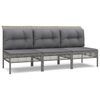 vidaXL Set Divani da Giardino 3 pz con Cuscini in Polyrattan Grigio