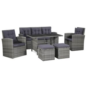 vidaXL Set Divani da Giardino 6 pz con Cuscini in Polyrattan Grigio