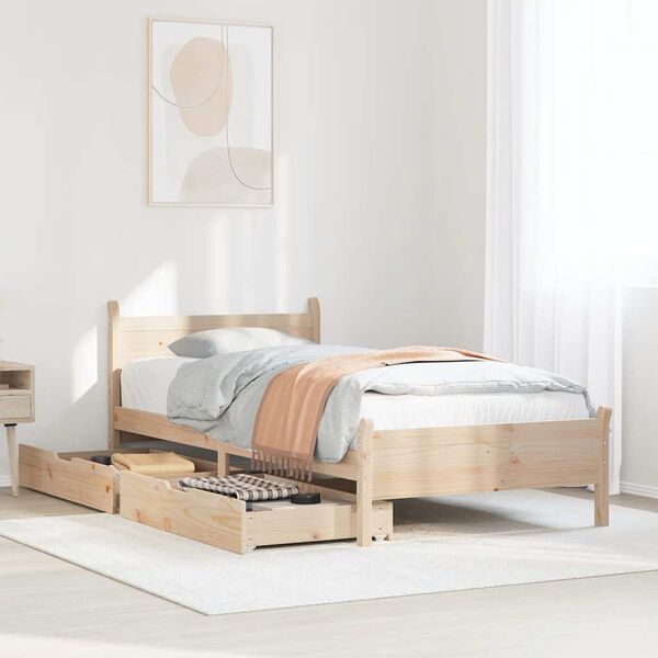vidaXL Letto senza Materasso 75x190 cm in Legno Massello Pino