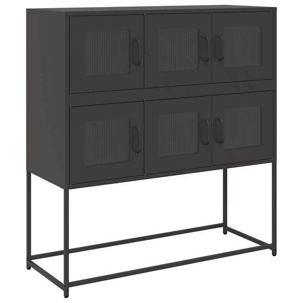 vidaXL Credenza Nera 100,5x39x107 cm in Acciaio Laminato a Freddo