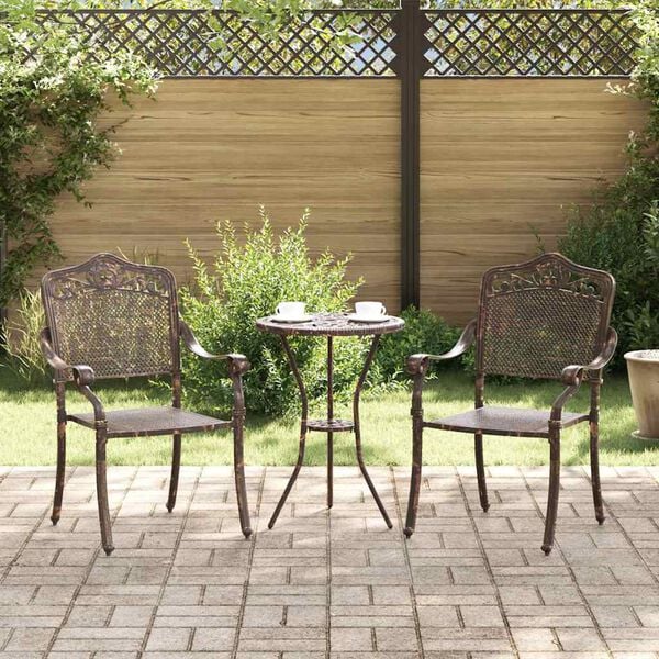 vidaXL Sedia da Giardino 2 pcs Bronzo 55 x 56.5 x 91cm Alluminio