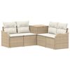vidaXL Set di divani 5 pz Beige e Bianco Crema 177,5 x 177,5 x 85 cm