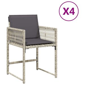 vidaXL Sedie da Giardino con Cuscini 4 pz Grigio Chiaro in Polyrattan