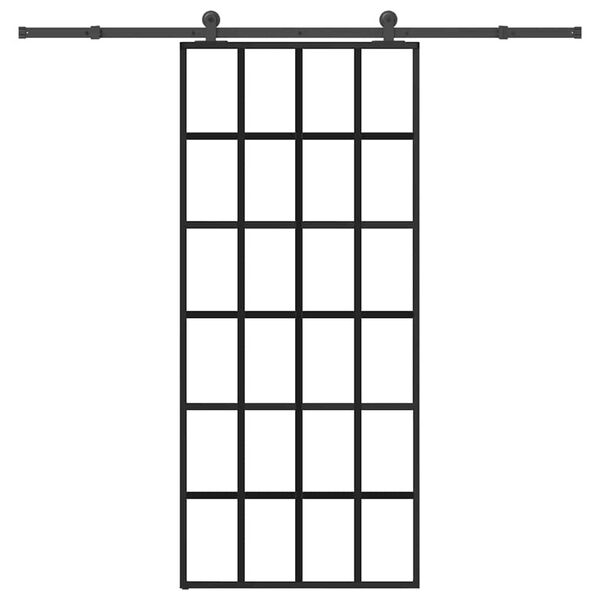 vidaXL Porta Scorrevole con Ferramenta 90x205cm Vetro ESG Alluminio