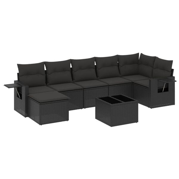 vidaXL Set Divani da Giardino con Cuscini 8 pz Nero in Polyrattan
