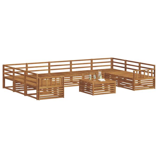 vidaXL Set divani 10 pcs Naturale Legno di Acacia Massello
