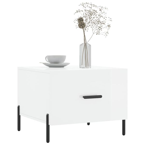 vidaXL Tavolino da Salotto Bianco Lucido 50x50x40 cm Legno Multistrato
