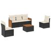 vidaXL Set Divano da Giardino 6 pz con Cuscini Nero in Polyrattan