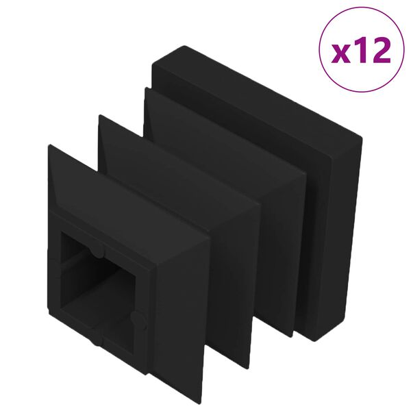 vidaXL Tappi terminali 12 pcs Nero 15 x 15 x 15 mm PP