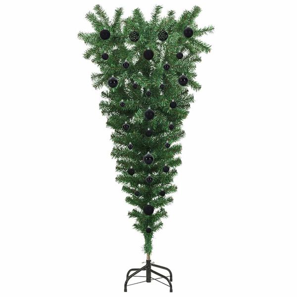 vidaXL Albero di Natale artificiale pre-illuminato capovolto con set di palline