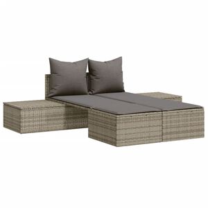 vidaXL Lettino Prendisole Doppio con Cuscini Grigio in Polyrattan