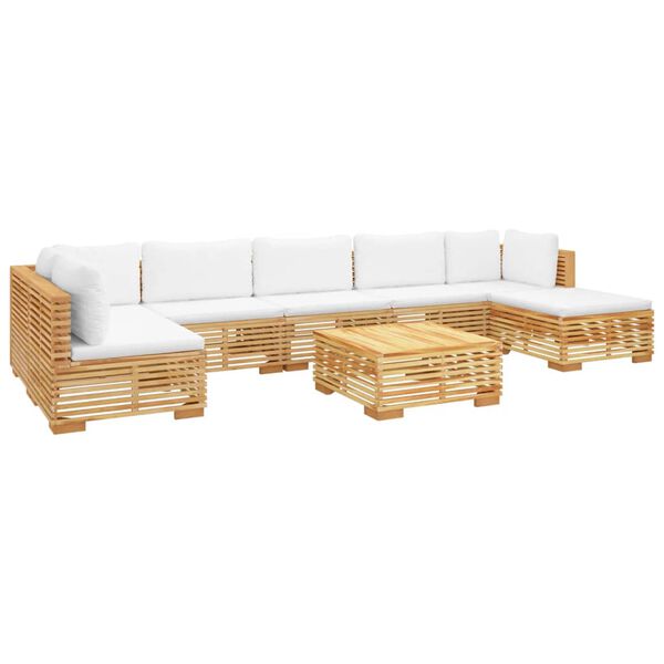 vidaXL Set Divani da Giardino 8 pz con Cuscini Legno Massello di Teak