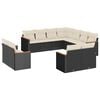 vidaXL Set Divani da Giardino 11 pz con Cuscini in Polyrattan Nero