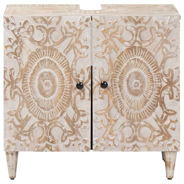 vidaXL Armadio per Lavabo da Bagno con porta Bianco 62 x 33 x 58 cm