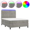vidaXL Letto a Molle Materasso e LED Grigio Chiaro 140x200 cm Velluto