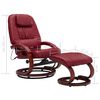 vidaXL Poltrona Massaggi Reclinabile e Sgabello Rosso Vino Similpelle