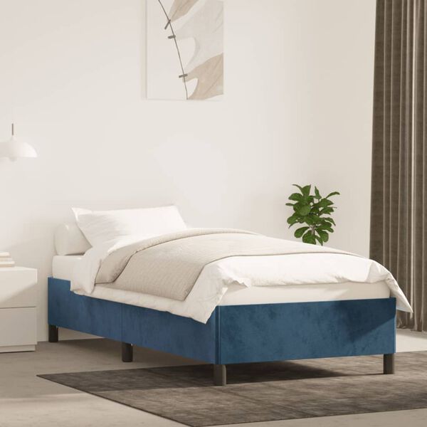 vidaXL Giroletto senza Materasso Blu Scuro 90x190 cm in Velluto