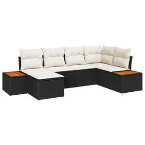 vidaXL Set Divano da Giardino 7 pcs Nero e Crema Polyrattan