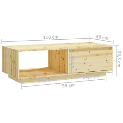 vidaXL Tavolino da Salotto 110x50x33,5 cm in Legno Massello di Abete