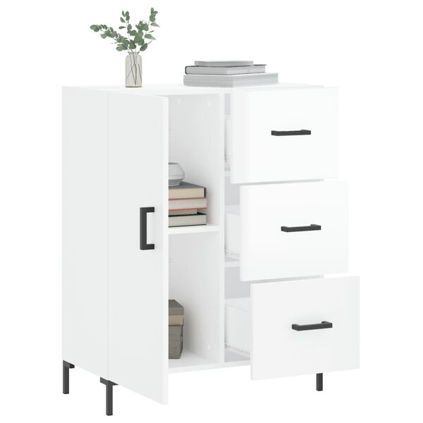 vidaXL Credenza 69,5x34x90 cm in Legno Multistrato Bianco Lucido